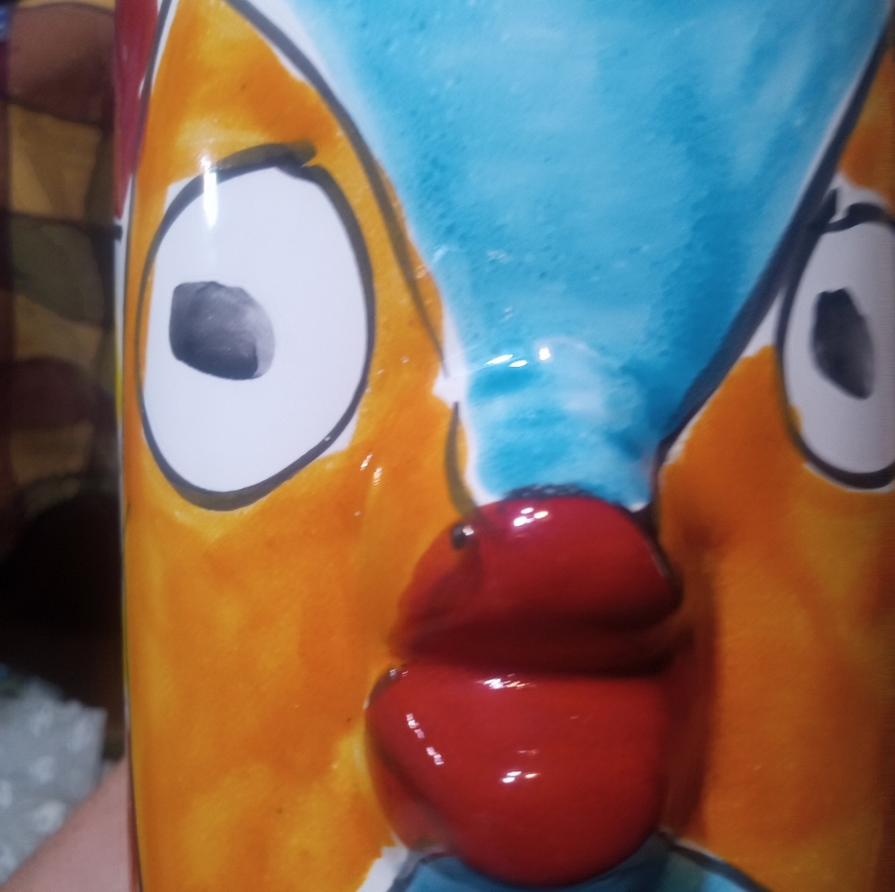 Colorful Ceramic Italian Fish Pitcher Hand Painted. Fish Tail Handle